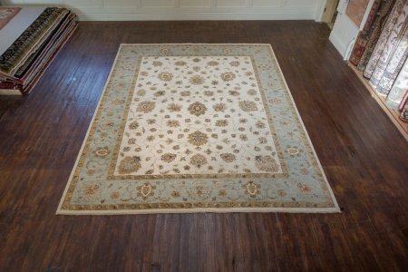 Hand-Knotted Agra Ziegler Rug From India