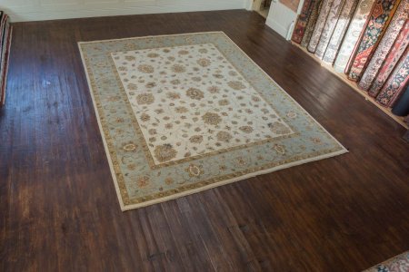 Hand-Knotted Agra Ziegler Rug From India