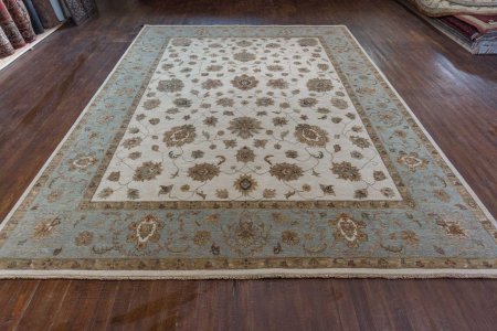 Hand-Knotted Agra Ziegler Rug From India
