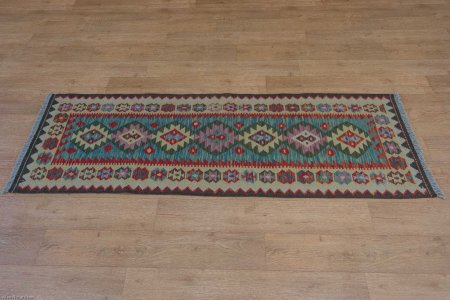 Hand-Woven Mazar Kilim From Afghanistan