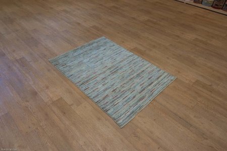 Hand-Knotted Multistripe Rug From India