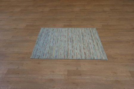 Hand-Knotted Multistripe Rug From India