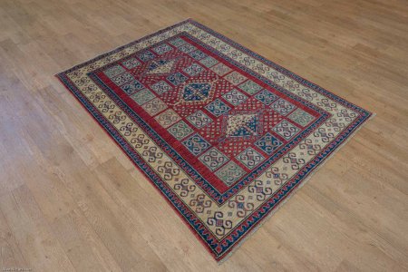 Hand-Knotted Kazak Rug From Afghanistan