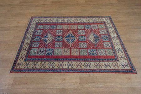 Hand-Knotted Kazak Rug From Afghanistan