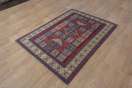 Hand-Knotted Kazak Rug From Afghanistan