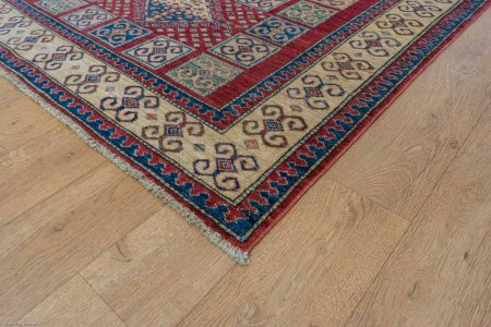 Hand-Knotted Kazak Rug From Afghanistan