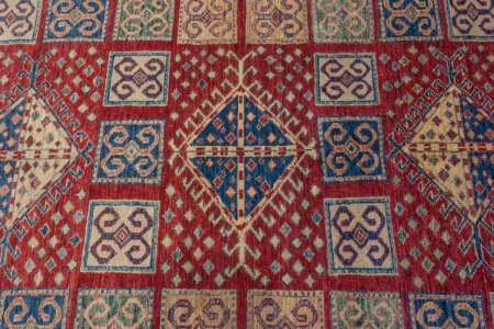 Hand-Knotted Kazak Rug From Afghanistan
