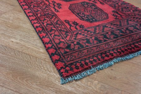 Hand-Knotted Aqcha Runner From Afghanistan
