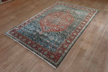 Hand-Knotted Agra Oushak Rug From India