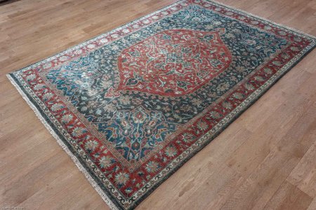 Hand-Knotted Agra Oushak Rug From India