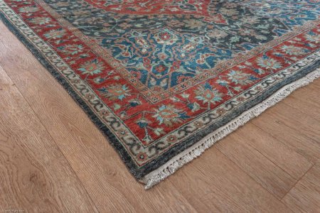 Hand-Knotted Agra Oushak Rug From India