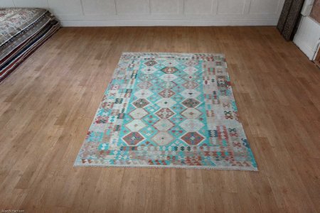 Hand-Woven Mazar Kilim From Afghanistan