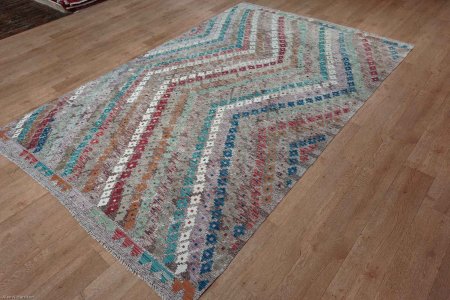 Hand-Woven Mazar Kilim From Afghanistan