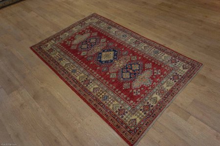 Hand-Knotted Kazak Rug From Afghanistan