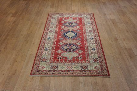 Hand-Knotted Kazak Rug From Afghanistan