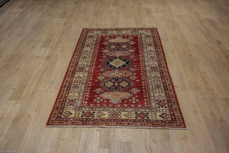 Hand-Knotted Kazak Rug From Afghanistan