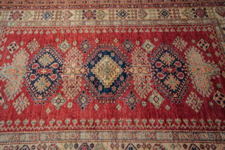 Hand-Knotted Kazak Rug From Afghanistan