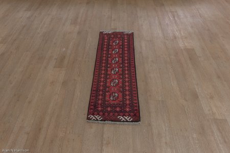 Hand-Knotted Aqcha Runner From Afghanistan