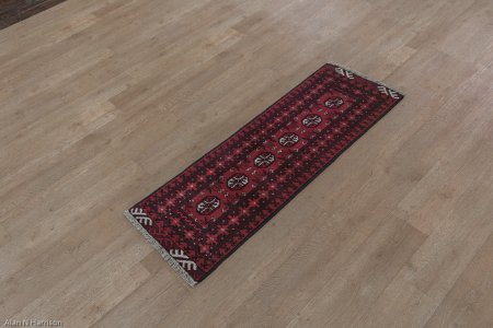 Hand-Knotted Aqcha Runner From Afghanistan
