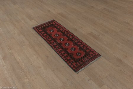Hand-Knotted Aqcha Runner From Afghanistan