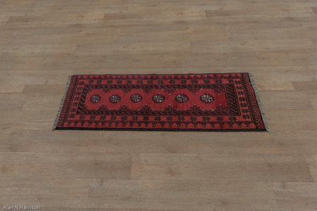 Hand-Knotted Aqcha Runner From Afghanistan