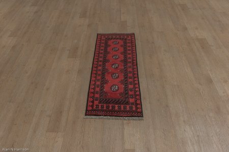 Hand-Knotted Aqcha Runner From Afghanistan