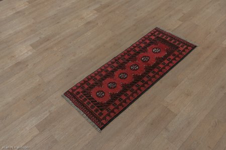 Hand-Knotted Aqcha Runner From Afghanistan