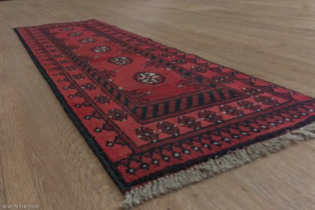 Hand-Knotted Aqcha Runner From Afghanistan