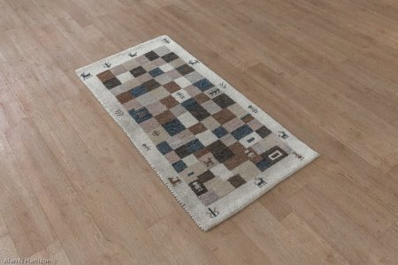 Hand-Knotted Indo Gabbeh Runner From India
