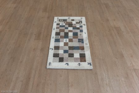 Hand-Knotted Indo Gabbeh Runner From India