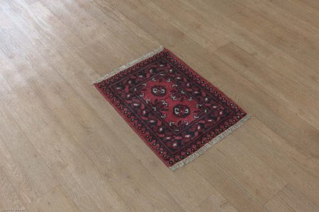 Hand-Knotted Aqcha Rug From Afghanistan