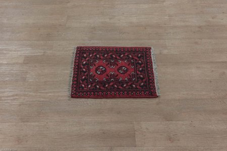 Hand-Knotted Aqcha Rug From Afghanistan