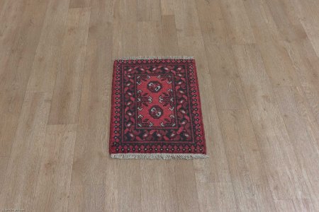 Hand-Knotted Aqcha Rug From Afghanistan