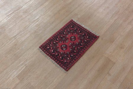 Hand-Knotted Aqcha Rug From Afghanistan
