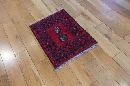 Hand-Knotted Aqcha Rug From Afghanistan