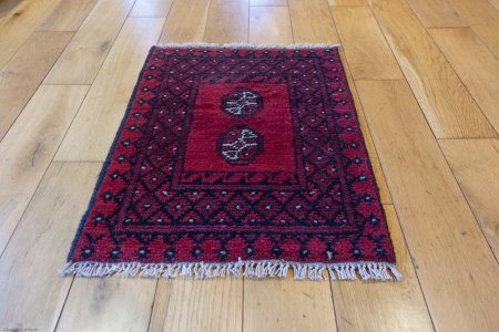 Hand-Knotted Aqcha Rug From Afghanistan