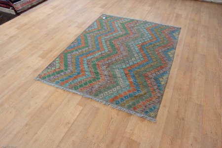 Hand-Woven Mazar Kilim From Afghanistan