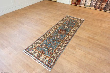 Hand-Knotted Fine Sozani Runner From Afghanistan