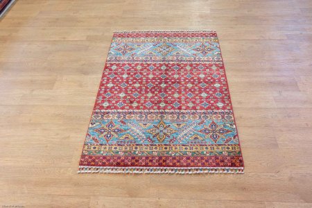 Hand-Knotted Kashgari Rug From Afghanistan