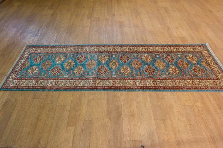 Hand-Knotted Kazak Runner From Afghanistan