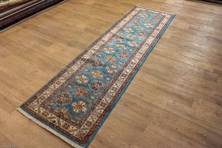 Hand-Knotted Kazak Runner From Afghanistan