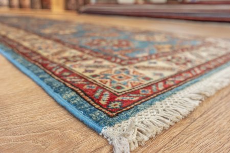 Hand-Knotted Kazak Runner From Afghanistan