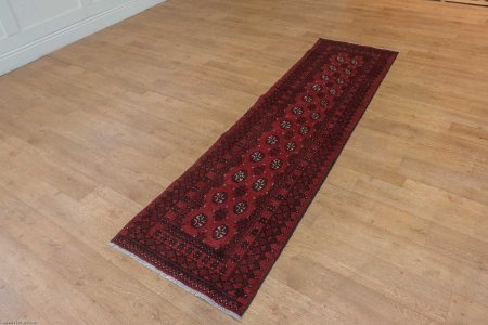 Hand-Knotted Aqcha Runner From Afghanistan