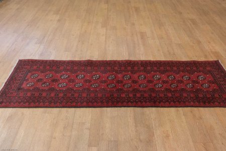 Hand-Knotted Aqcha Runner From Afghanistan