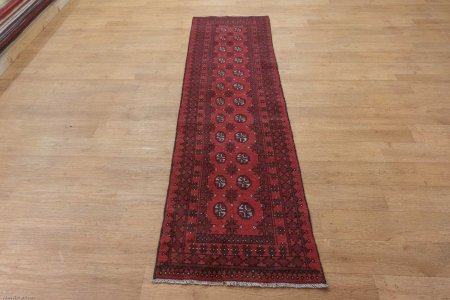 Hand-Knotted Aqcha Runner From Afghanistan