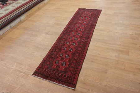 Hand-Knotted Aqcha Runner From Afghanistan