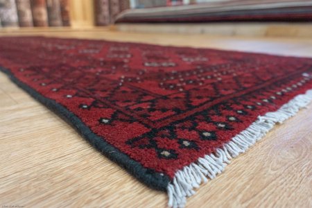 Hand-Knotted Aqcha Runner From Afghanistan