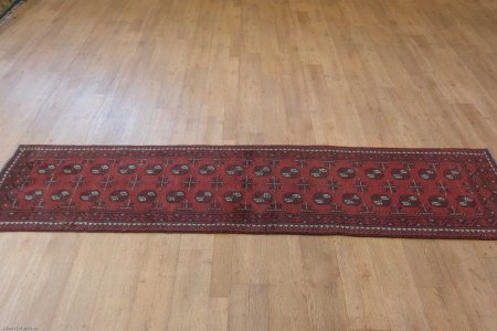 Hand-Knotted Aqcha Runner From Afghanistan