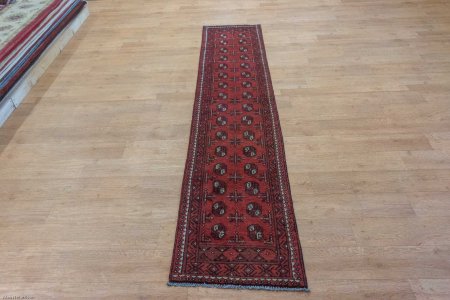 Hand-Knotted Aqcha Runner From Afghanistan