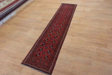 Hand-Knotted Aqcha Runner From Afghanistan